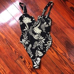 Free People black floral bodysuit